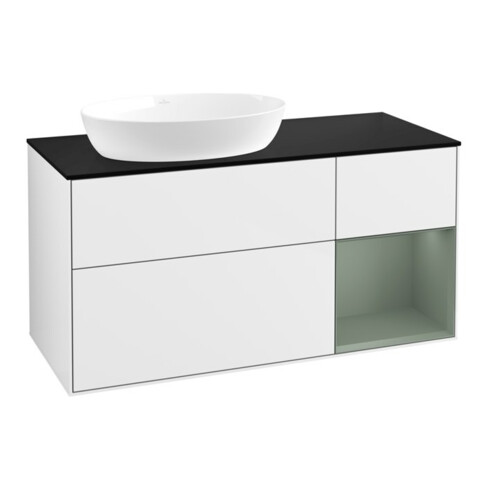 V&B Waschtischunterschrank Finion 120cm, Pl b m, Rg Ol m Lac, glo wh. Lac