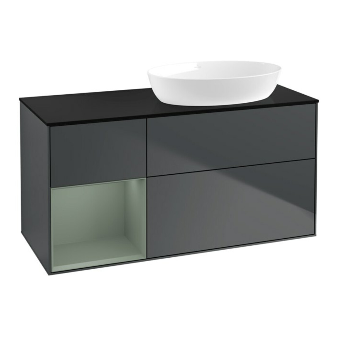 V&B Waschtischunterschrank Finion 120cm, Pl b m, Rg Ol m Lac, md bl. m Lac