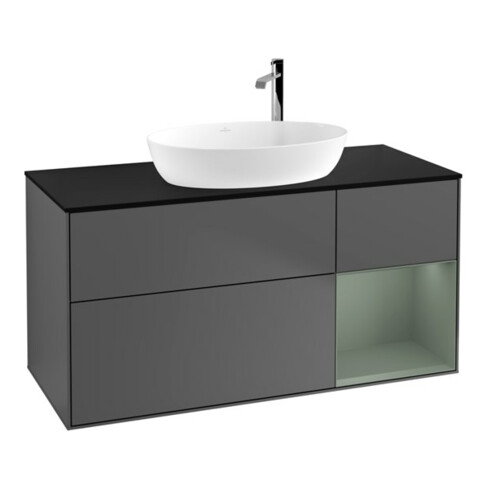 V&B Waschtischunterschrank Finion 120cm, Pl b m, Rg Oli. m Lac, Anthrac. m
