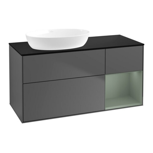 V&B Waschtischunterschrank Finion 120cm, Pl b m, Rg Oli. m Lac, Anthrac. m