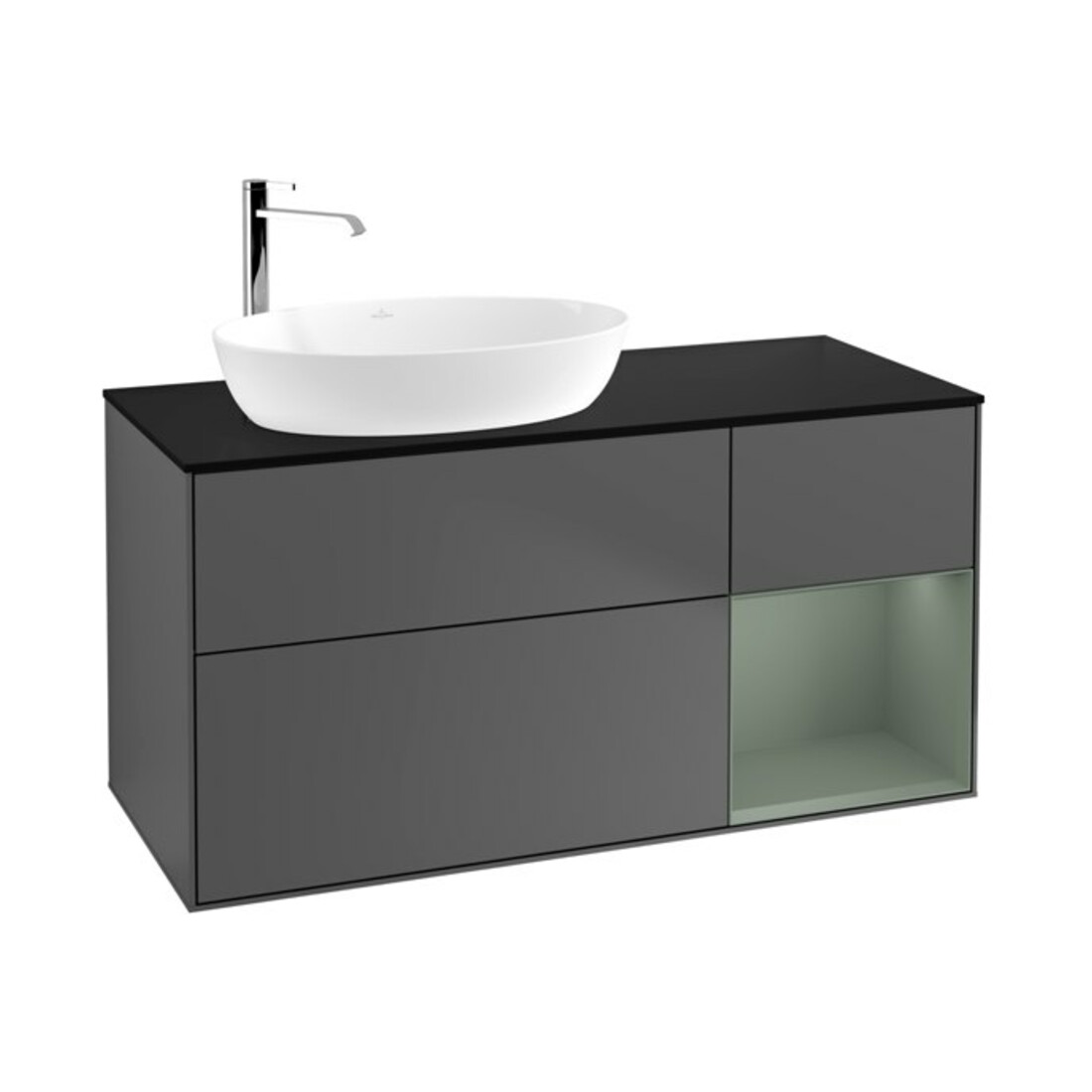 V&B Waschtischunterschrank Finion 120cm, Pl b m, Rg Oli. m Lac, Anthrac. m
