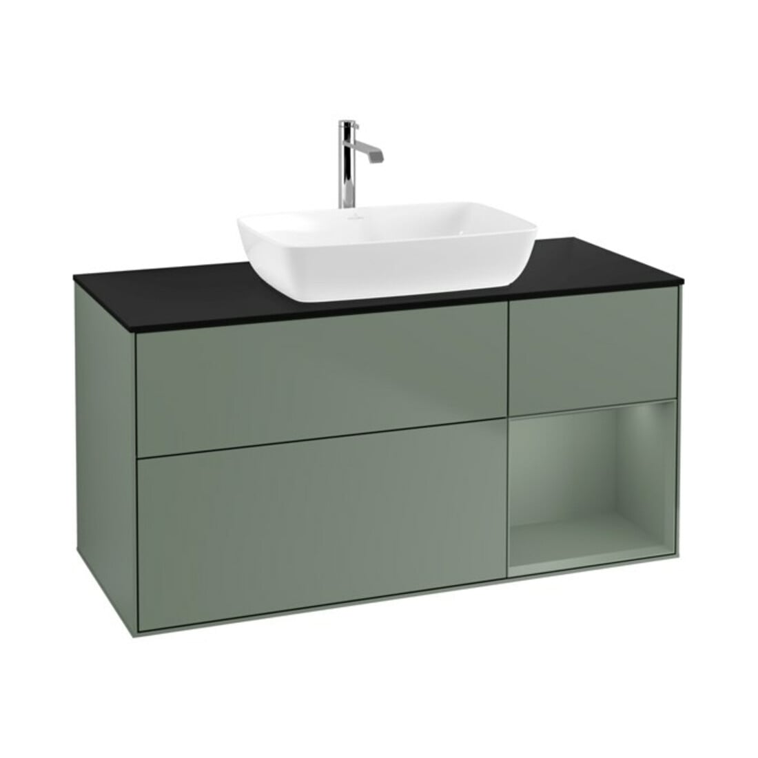 V&B Waschtischunterschrank Finion 120cm, Pl b m, Rg Oli. m Lac, Oli. m Lac