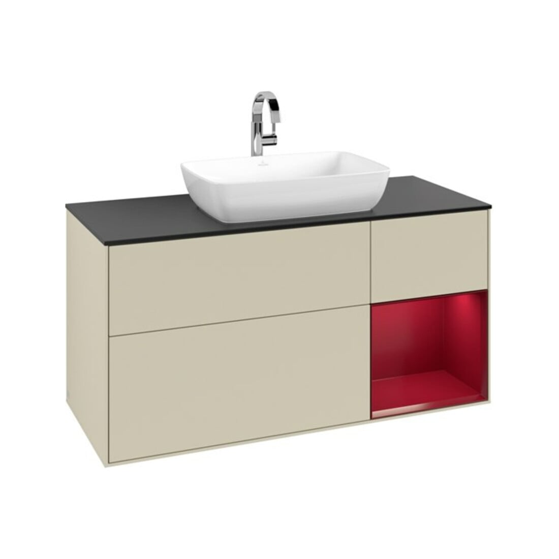 V&B Waschtischunterschrank Finion 120cm, Pl b m, Rg Peo m Lac, si Gr m Lac