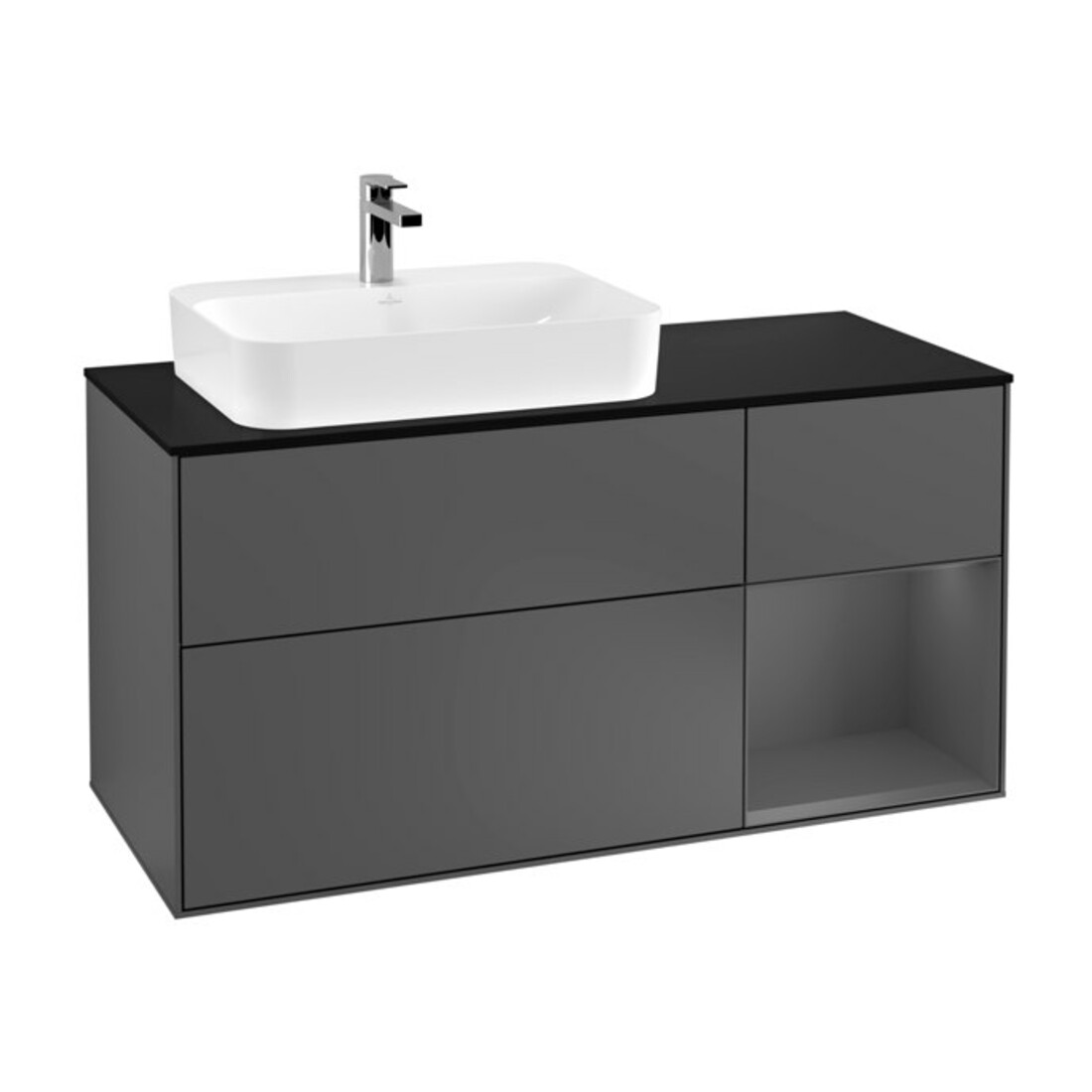 V&B Waschtischunterschrank Finion 120cm, Pl b m, Rg r A m, Anthrac. m