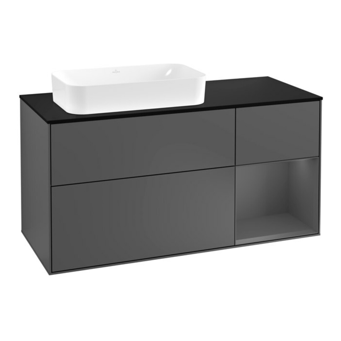 V&B Waschtischunterschrank Finion 120cm, Pl b m, Rg r A m, Anthrac. m