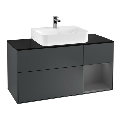 V&B Waschtischunterschrank Finion 120cm, Pl b m, Rg r A m, md bl. m Lac
