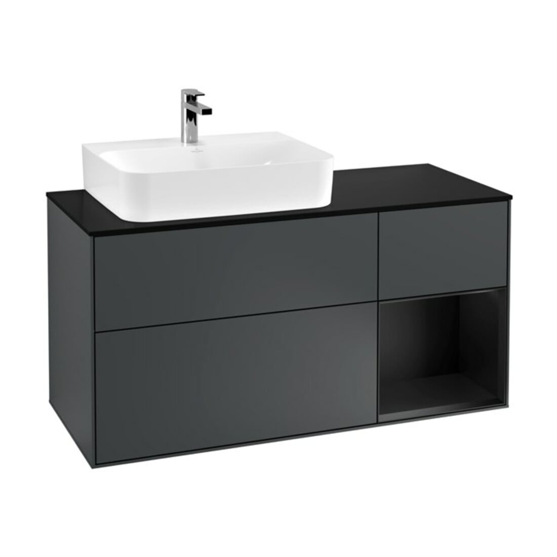 V&B Waschtischunterschrank Finion 120cm, Pl b m, Rg r b m La, md bl. m Lac