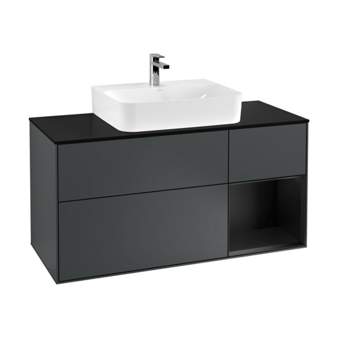 V&B Waschtischunterschrank Finion 120cm, Pl b m, Rg r b m La, md bl. m Lac