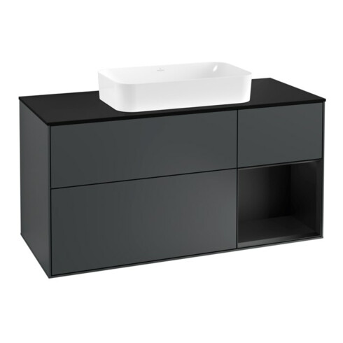 V&B Waschtischunterschrank Finion 120cm, Pl b m, Rg r b m La, md bl. m Lac