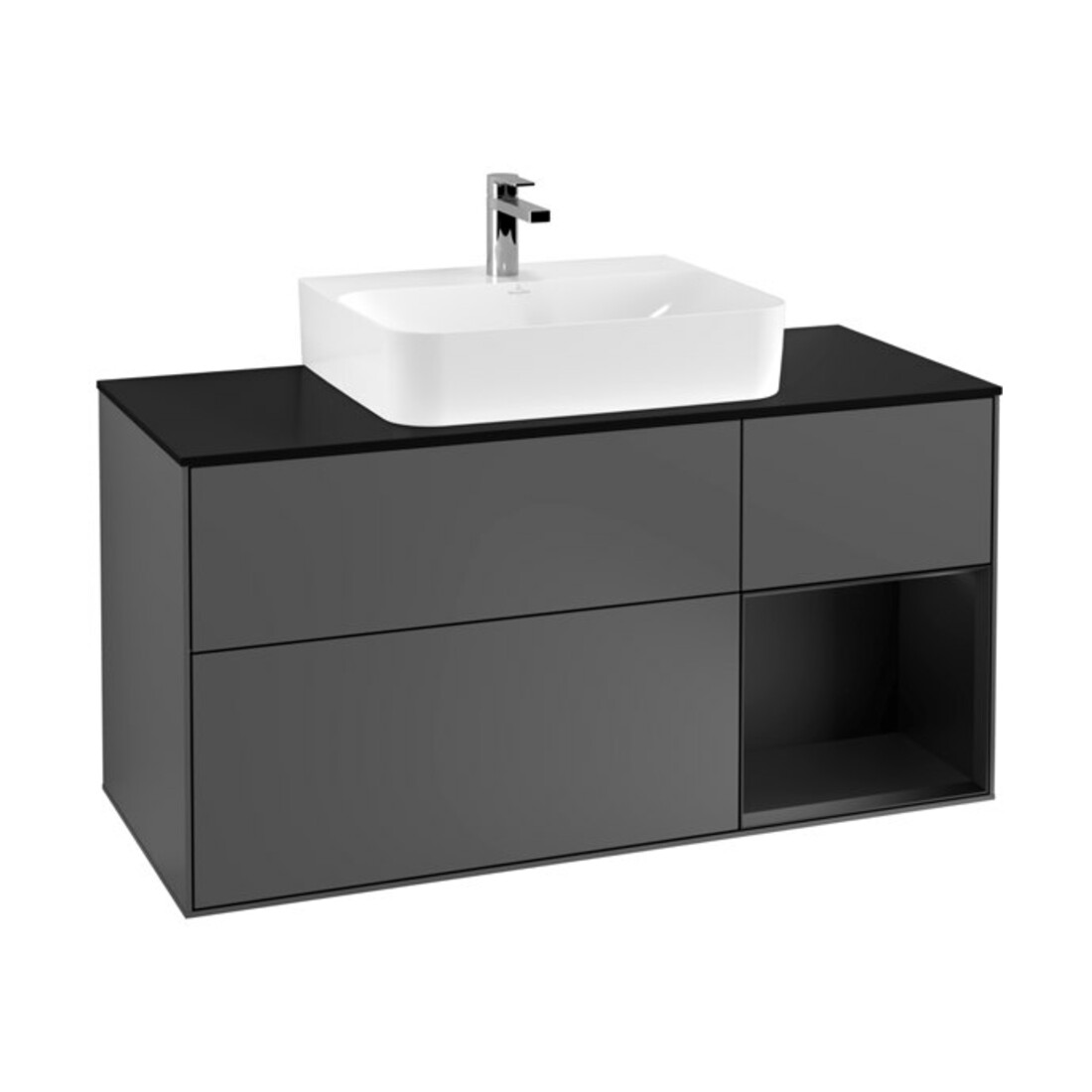 V&B Waschtischunterschrank Finion 120cm, Pl b m, Rg r b m Lac, Anthrac. m