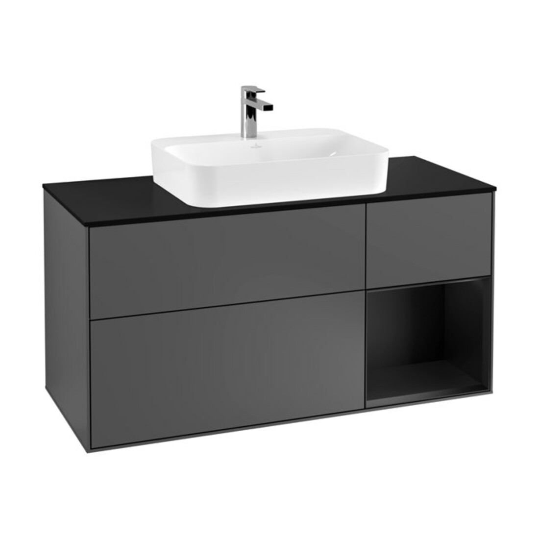 V&B Waschtischunterschrank Finion 120cm, Pl b m, Rg r b m Lac, Anthrac. m