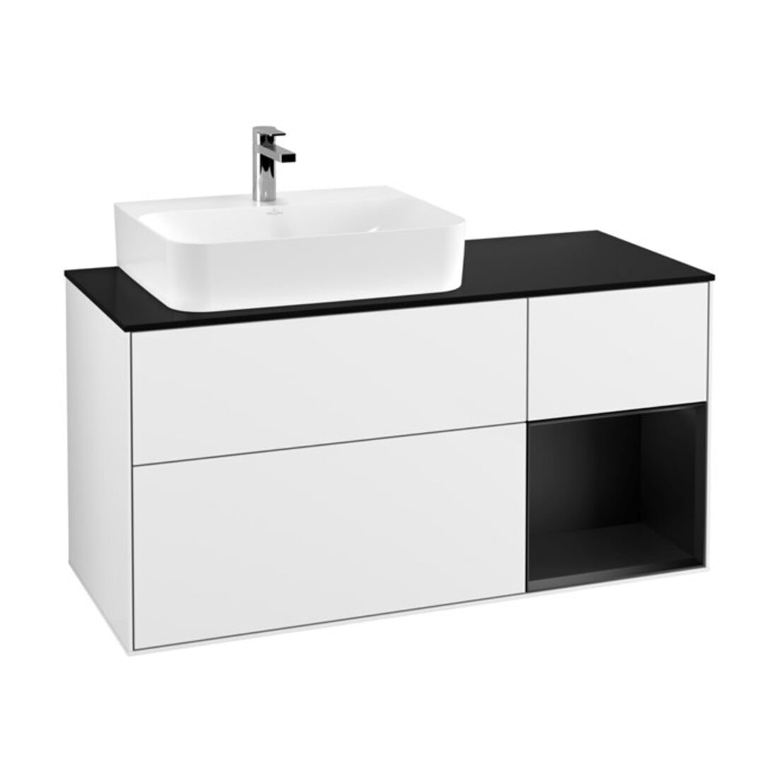 V&B Waschtischunterschrank Finion 120cm, Pl b m, Rg r b m Lac, glo wh. Lac