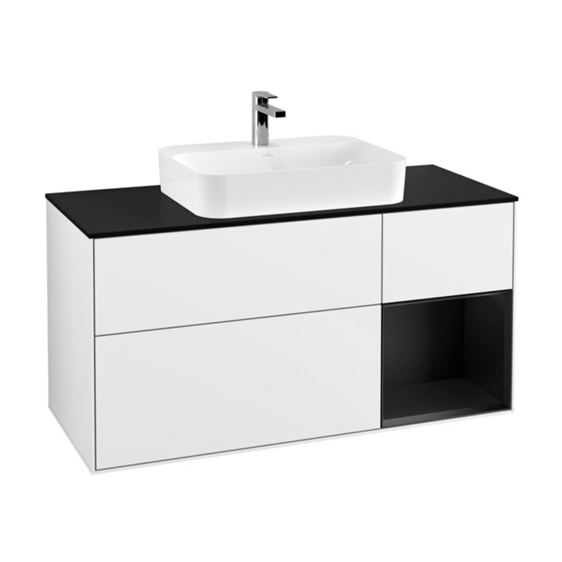 V&B Waschtischunterschrank Finion 120cm, Pl b m, Rg r b m Lac, glo wh. Lac