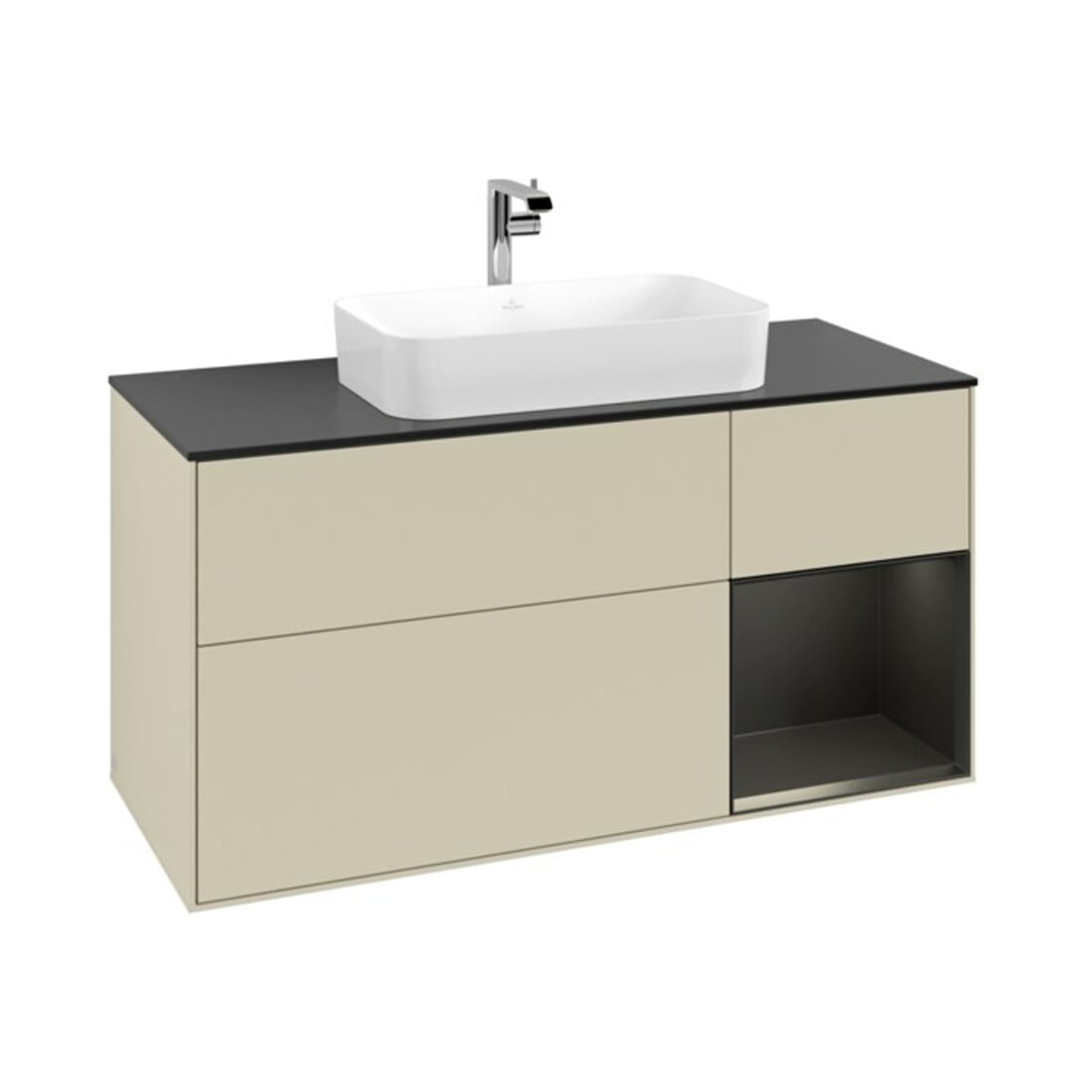 V&B Waschtischunterschrank Finion 120cm, Pl b m, Rg r b m Lac, si Gr m Lac