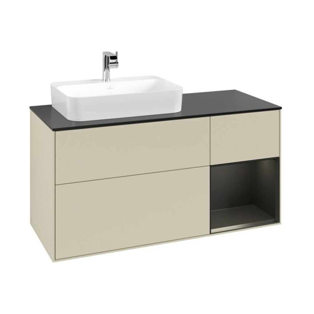 V&B Waschtischunterschrank Finion 120cm, Pl b m, Rg r b m Lac, si Gr m Lac