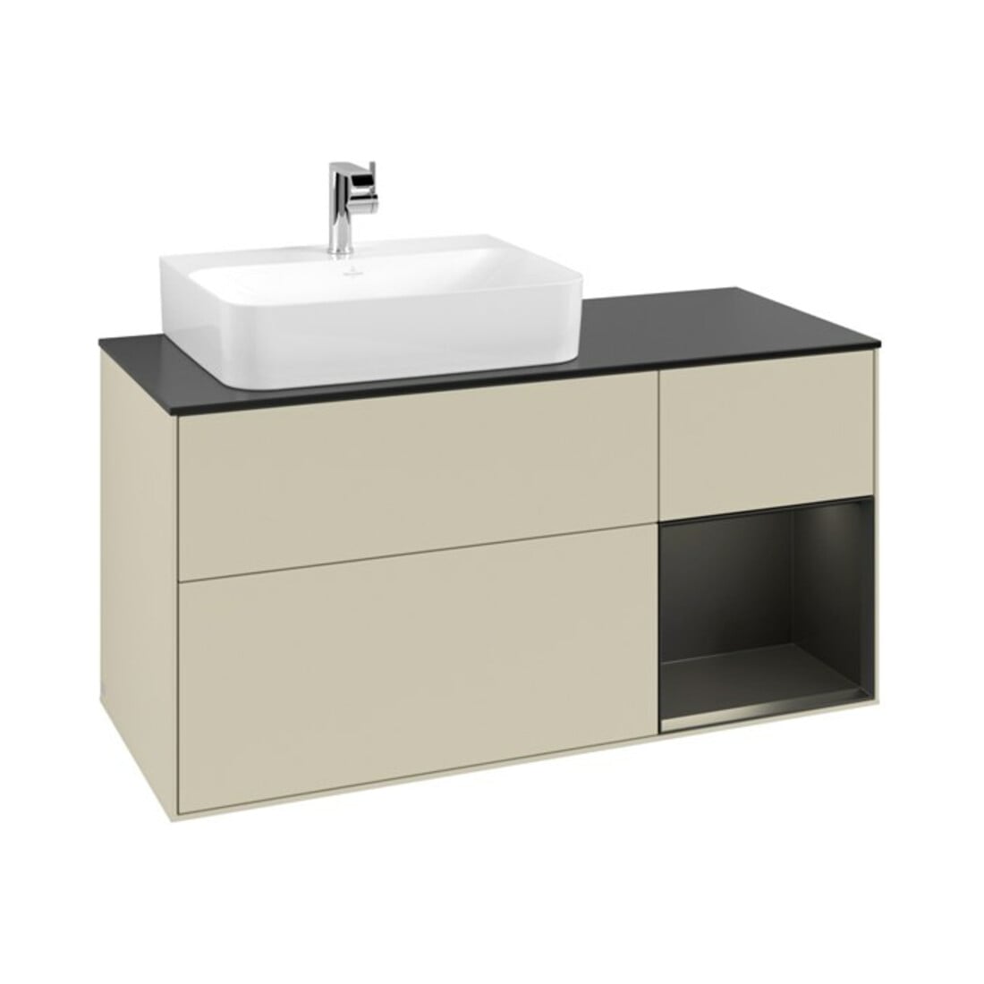 V&B Waschtischunterschrank Finion 120cm, Pl b m, Rg r b m Lac, si Gr m Lac