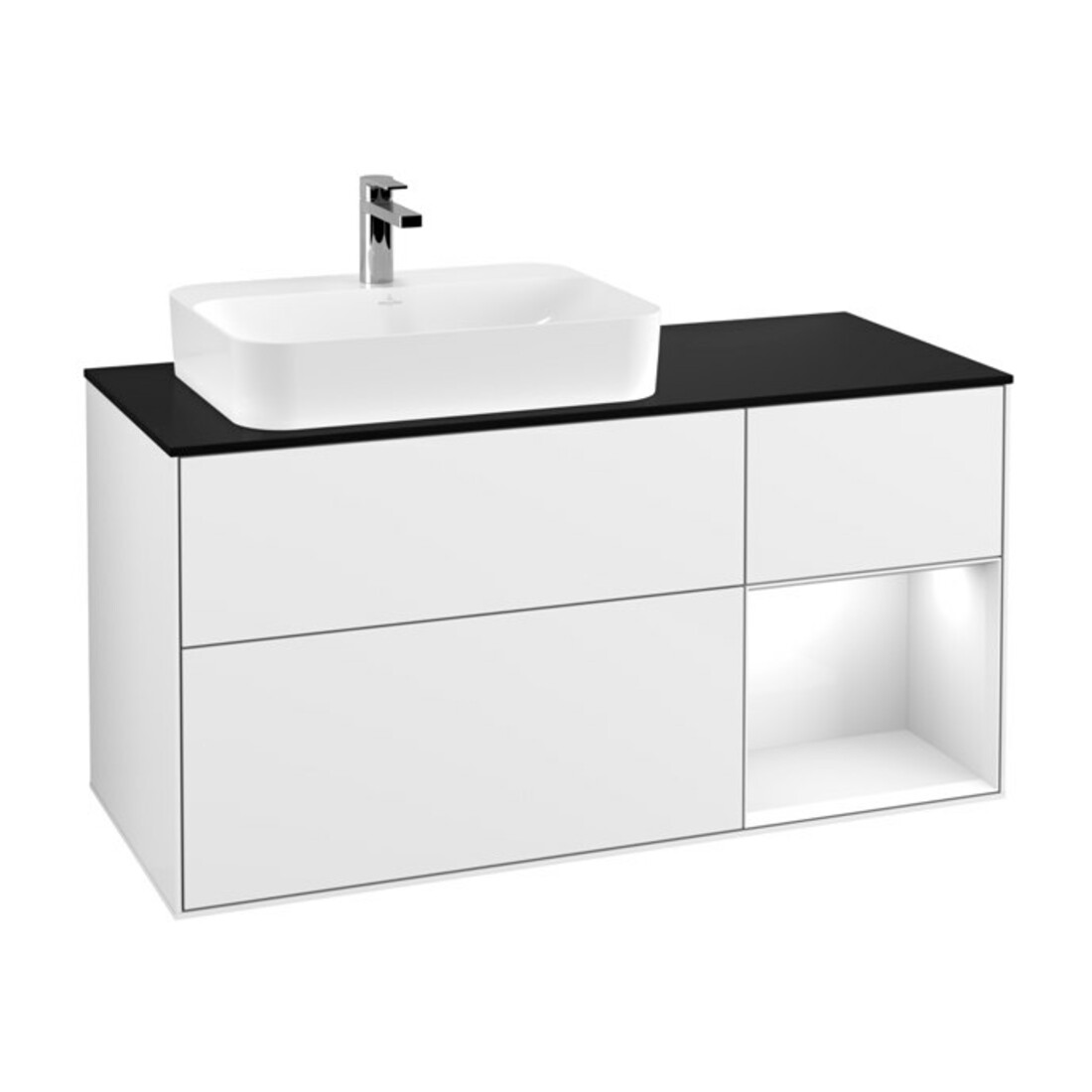 V&B Waschtischunterschrank Finion 120cm, Pl b m, Rg r g w Lac, glo wh. Lac