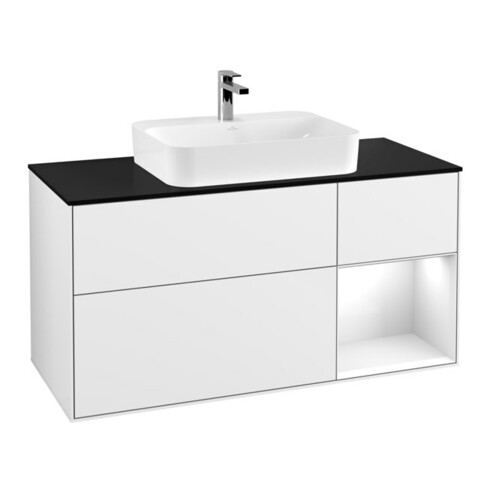 V&B Waschtischunterschrank Finion 120cm, Pl b m, Rg r g w Lac, glo wh. Lac