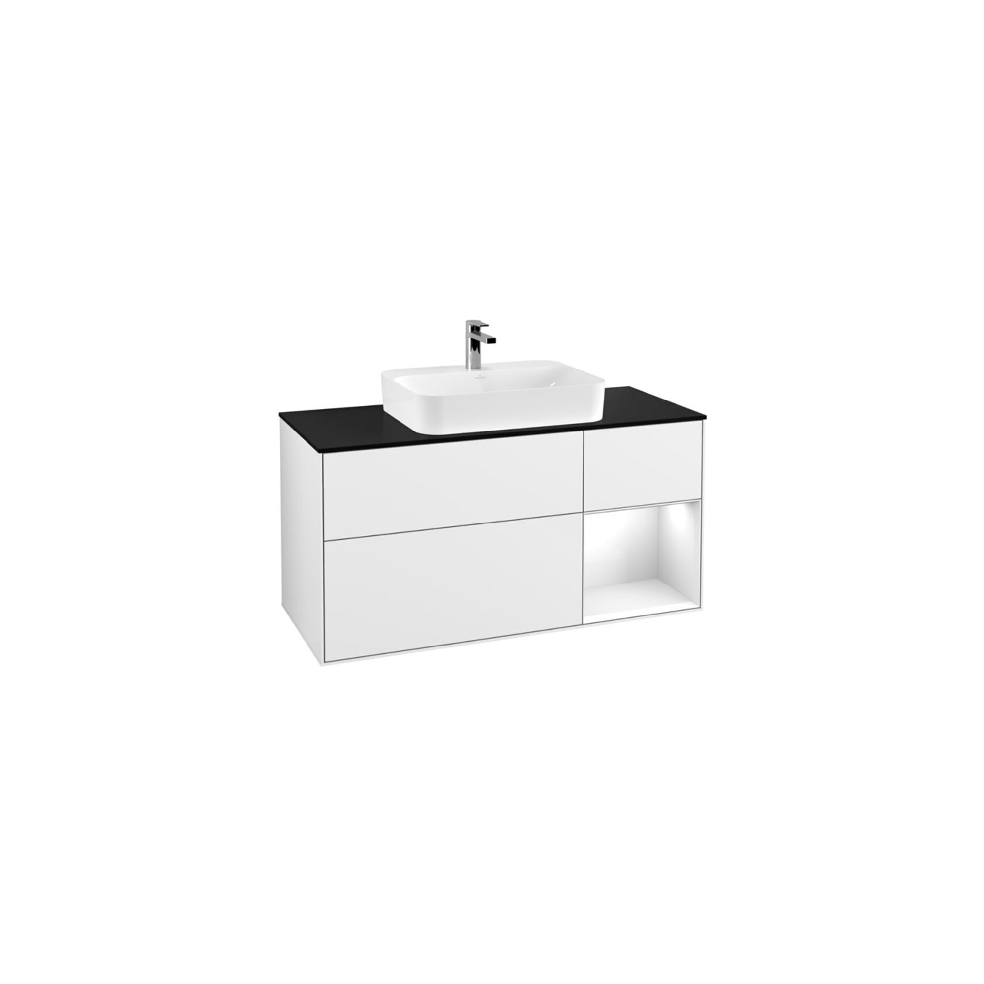 V&B Waschtischunterschrank Finion 120cm, Pl b m, Rg r g w Lac, glo wh. Lac ; Villeroy & Boch