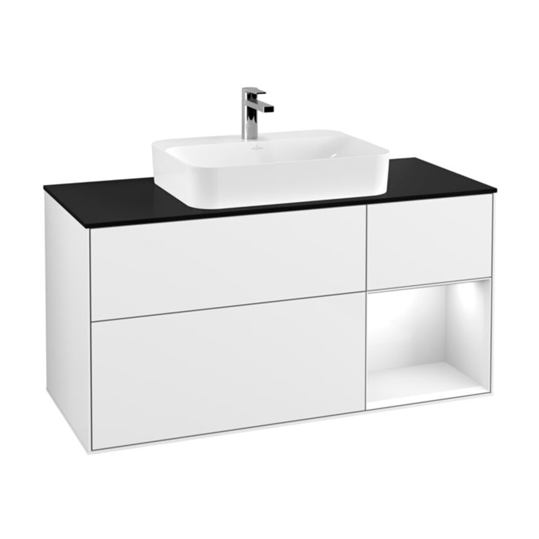 V&B Waschtischunterschrank Finion 120cm, Pl b m, Rg r g w Lac, glo wh. Lac