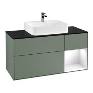 V&B Waschtischunterschrank Finion 120cm, Pl b m, Rg r g w Lac, Oli. m Lac