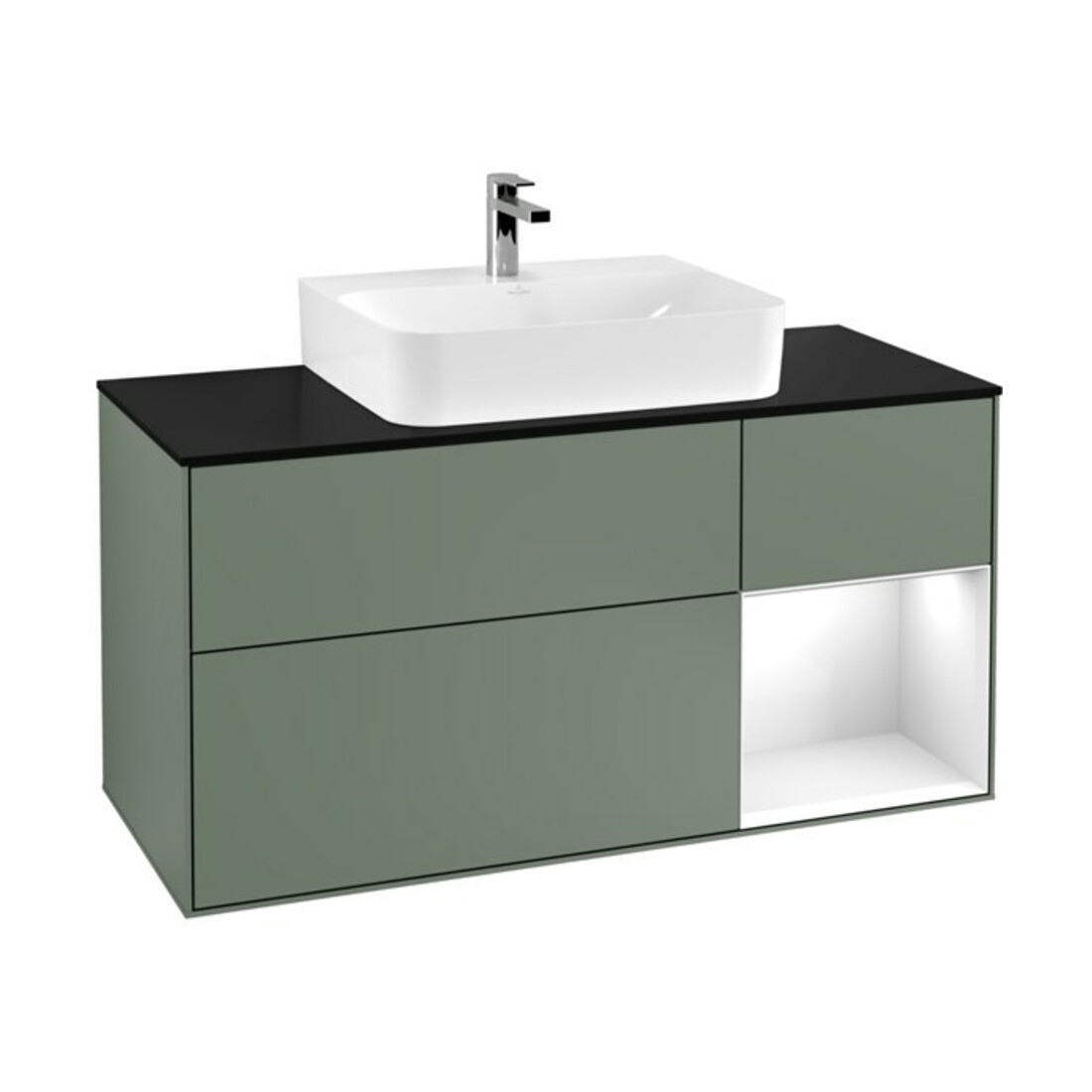 V&B Waschtischunterschrank Finion 120cm, Pl b m, Rg r g w Lac, Oli. m Lac