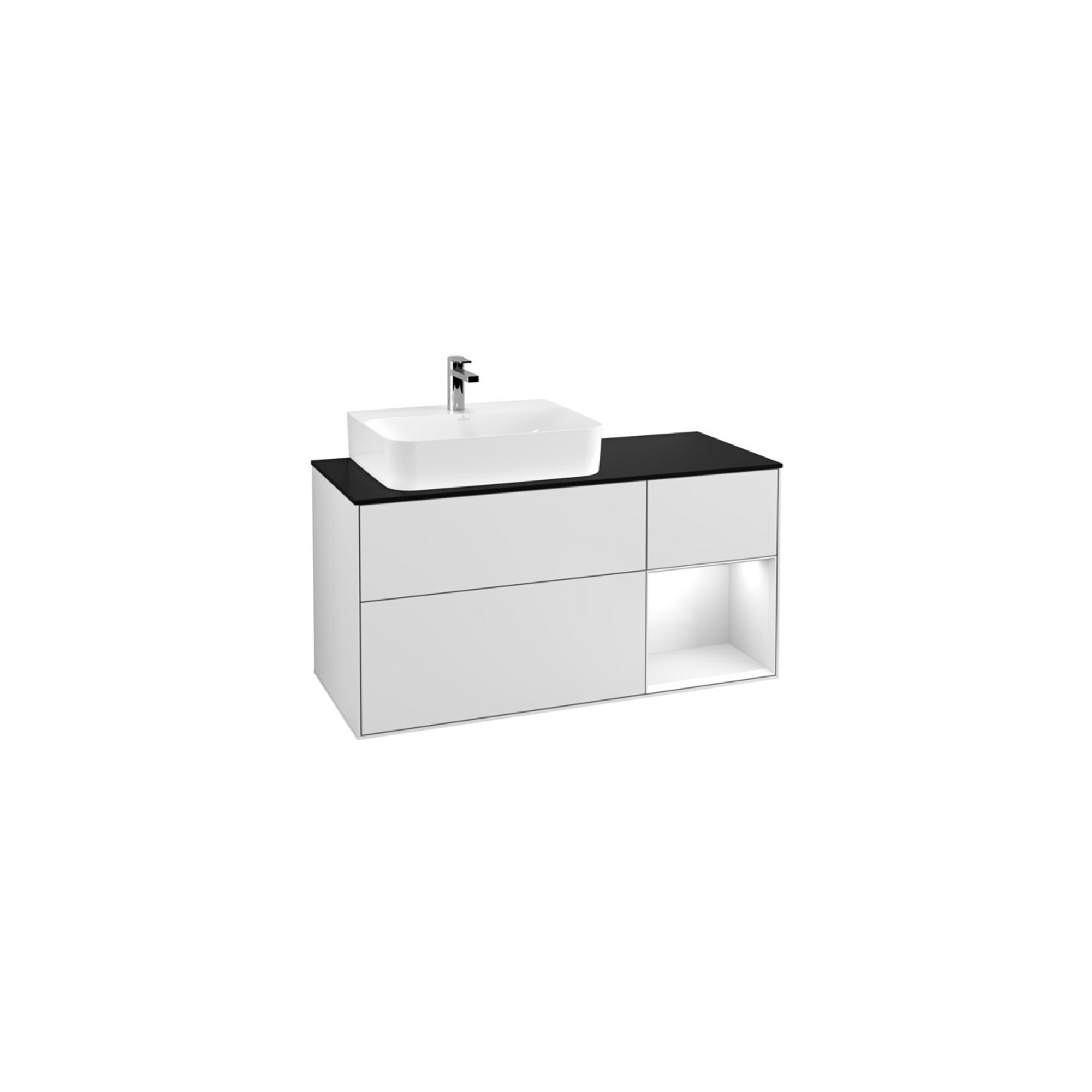 V&B Waschtischunterschrank Finion 120cm, Pl b m, Rg r g wh. Lac, wh. m Lac ; Villeroy & Boch