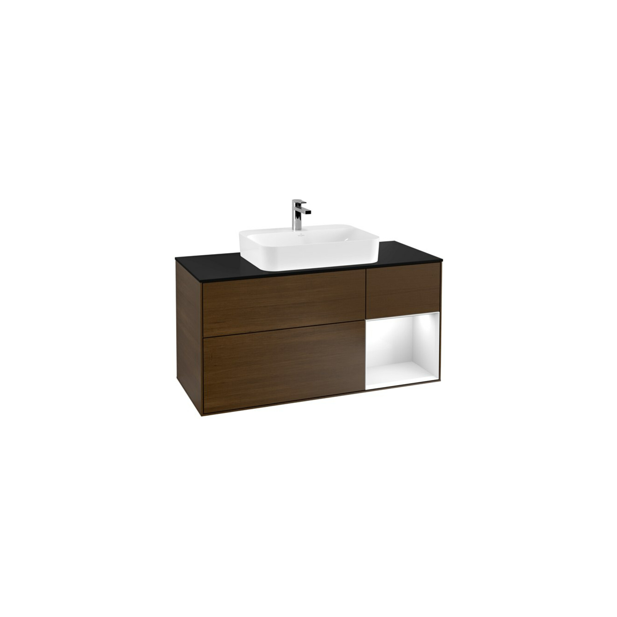 V&B Waschtischunterschrank Finion 120cm, Pl b m, Rg r glo wh. Lac, wal ven ; Villeroy & Boch