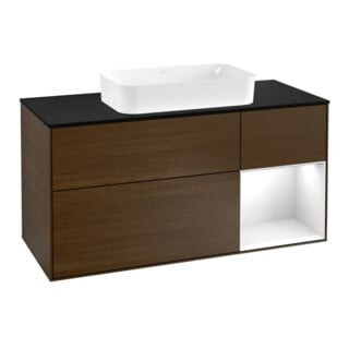 V&B Waschtischunterschrank Finion 120cm, Pl b m, Rg r glo wh. Lac, wal ven