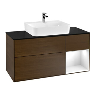 V&B Waschtischunterschrank Finion 120cm, Pl b m, Rg r glo wh. Lac, wal ven