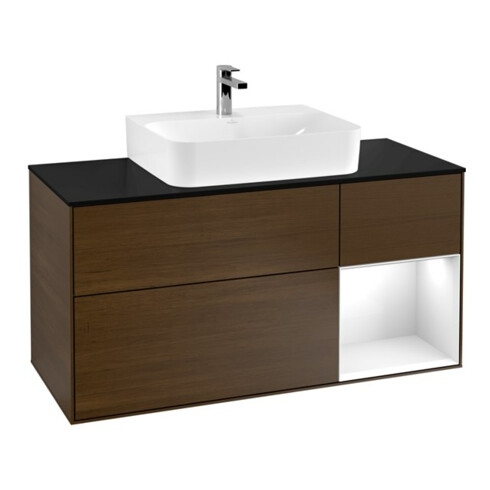 V&B Waschtischunterschrank Finion 120cm, Pl b m, Rg r glo wh. Lac, wal ven