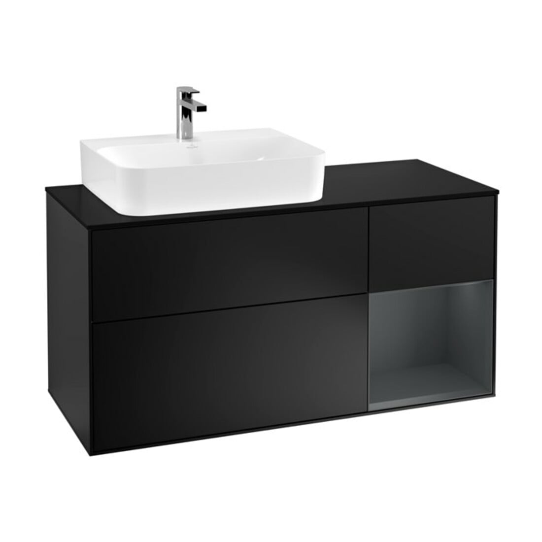 V&B Waschtischunterschrank Finion 120cm, Pl b m, Rg r md b m La, bla m Lac