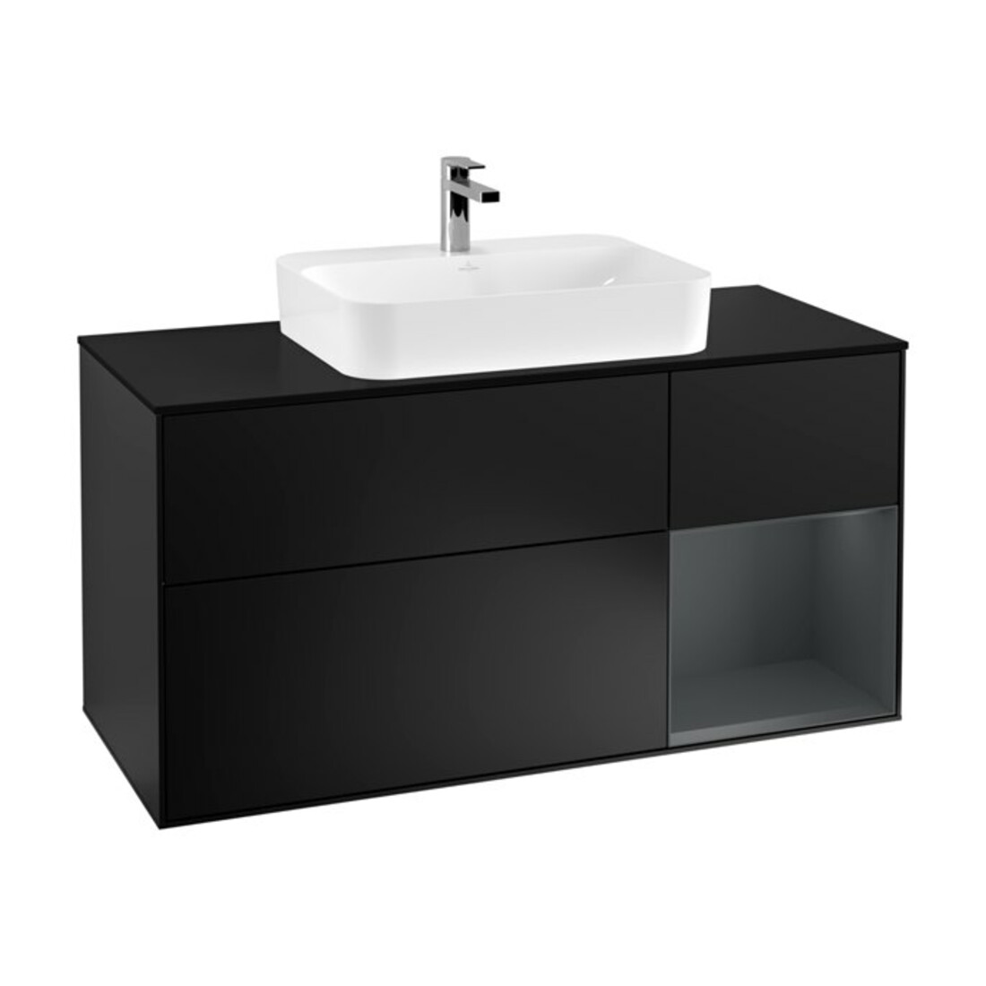 V&B Waschtischunterschrank Finion 120cm, Pl b m, Rg r md b m La, bla m Lac
