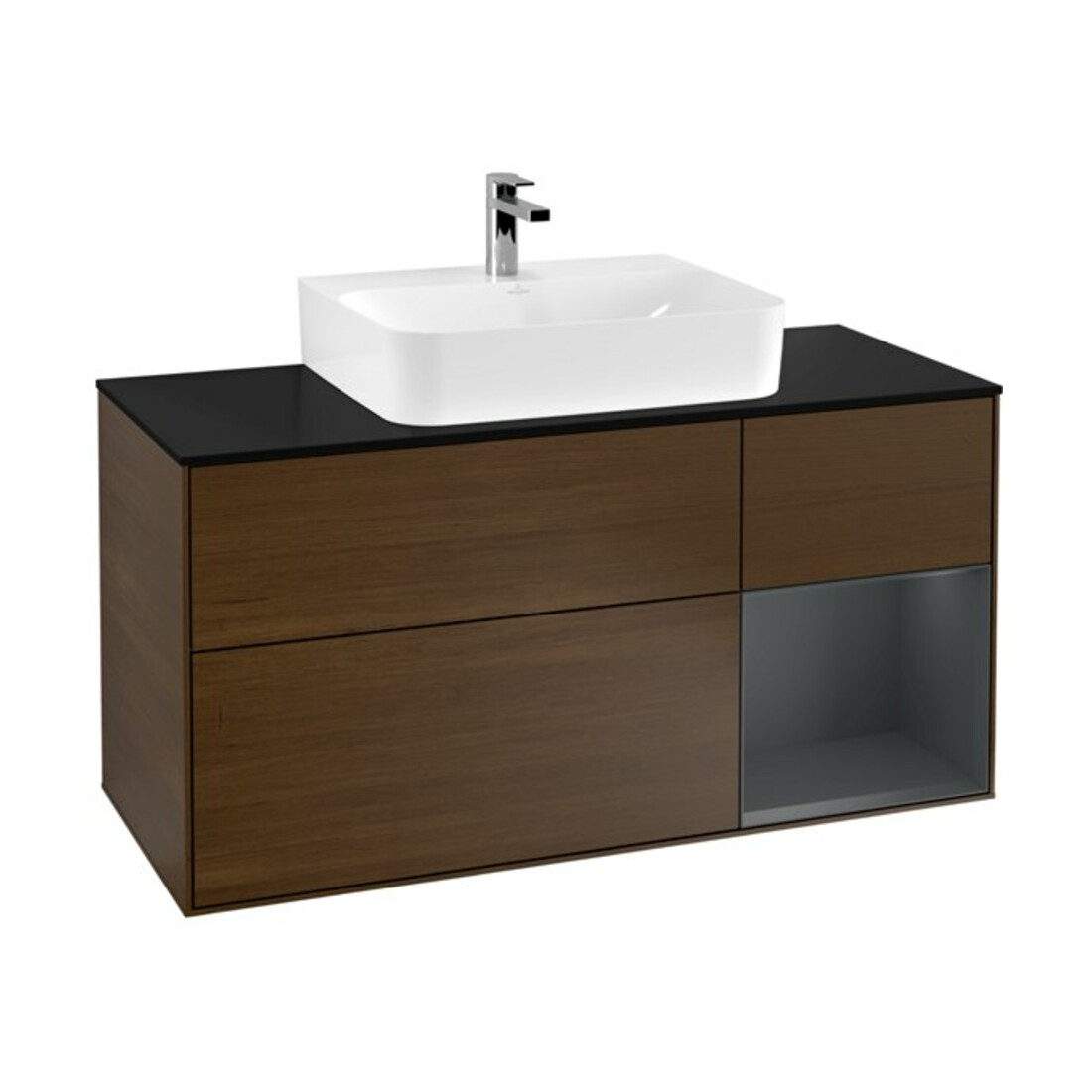 V&B Waschtischunterschrank Finion 120cm, Pl b m, Rg r md b m Lac, wal ven