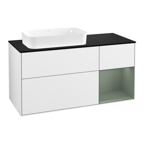 V&B Waschtischunterschrank Finion 120cm, Pl b m, Rg r Ol m La, glo wh. Lac