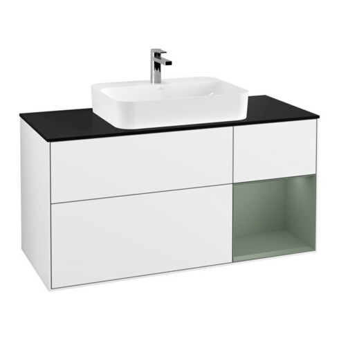 V&B Waschtischunterschrank Finion 120cm, Pl b m, Rg r Ol m La, glo wh. Lac
