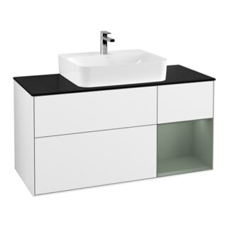 V&B Waschtischunterschrank Finion 120cm, Pl b m, Rg r Ol m La, glo wh. Lac
