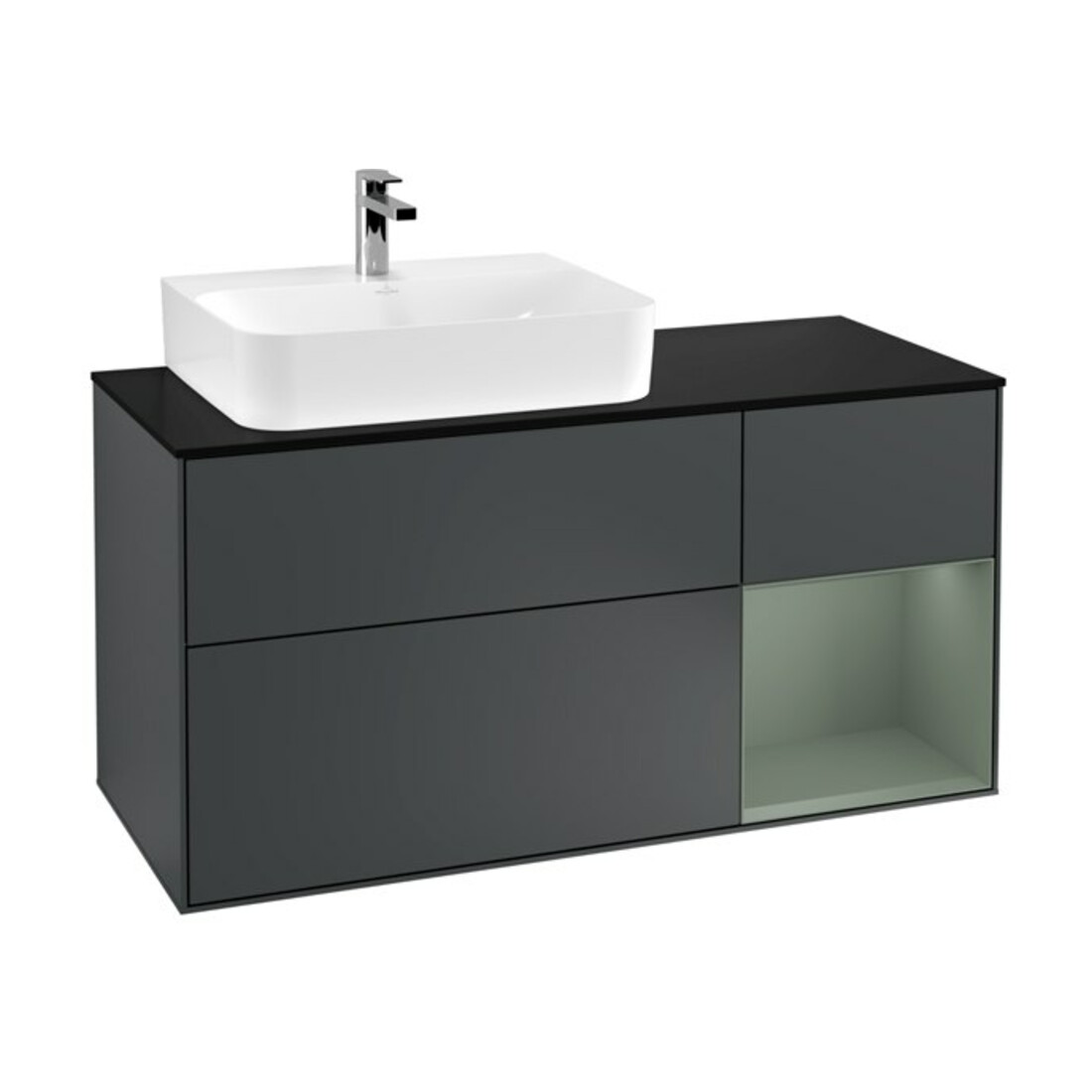 V&B Waschtischunterschrank Finion 120cm, Pl b m, Rg r Ol m La, md b m Lac