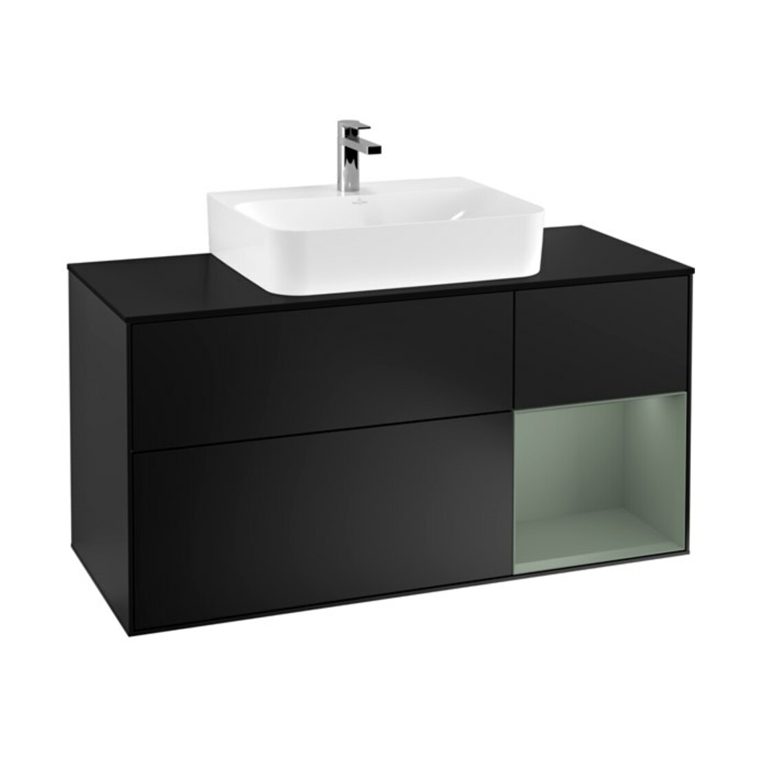 V&B Waschtischunterschrank Finion 120cm, Pl b m, Rg r Ol m Lac, bla m Lac