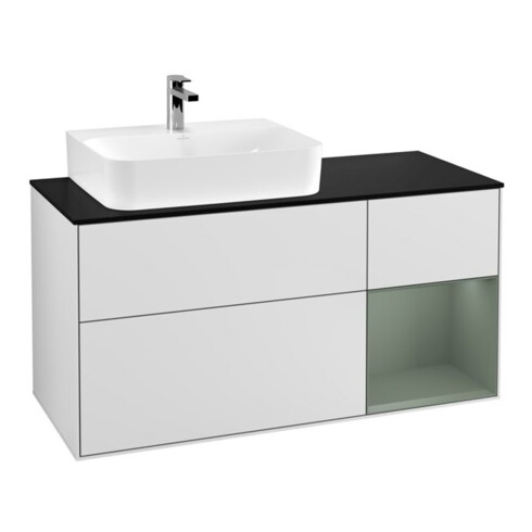 V&B Waschtischunterschrank Finion 120cm, Pl b m, Rg r Ol m Lac, wh. m Lac