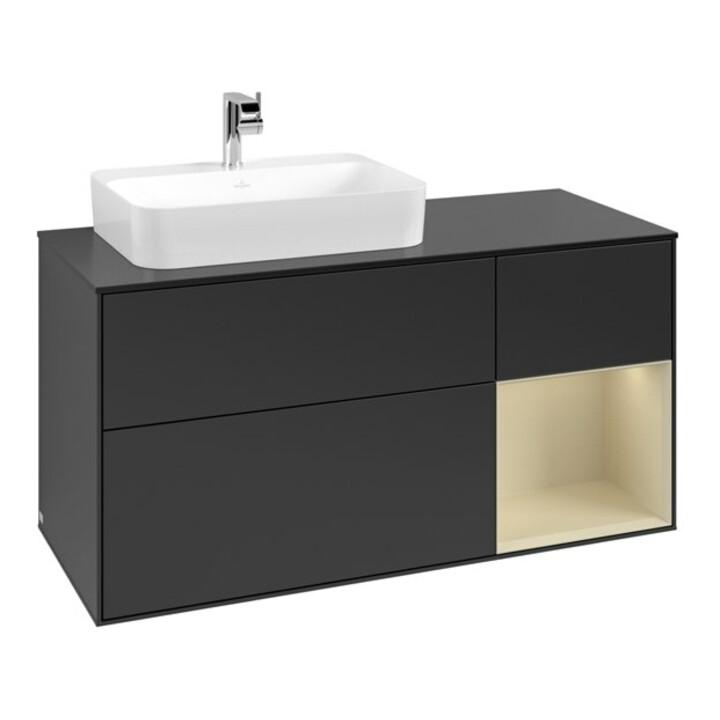 V&B Waschtischunterschrank Finion 120cm, Pl b m, Rg r si G m La, bla m Lac