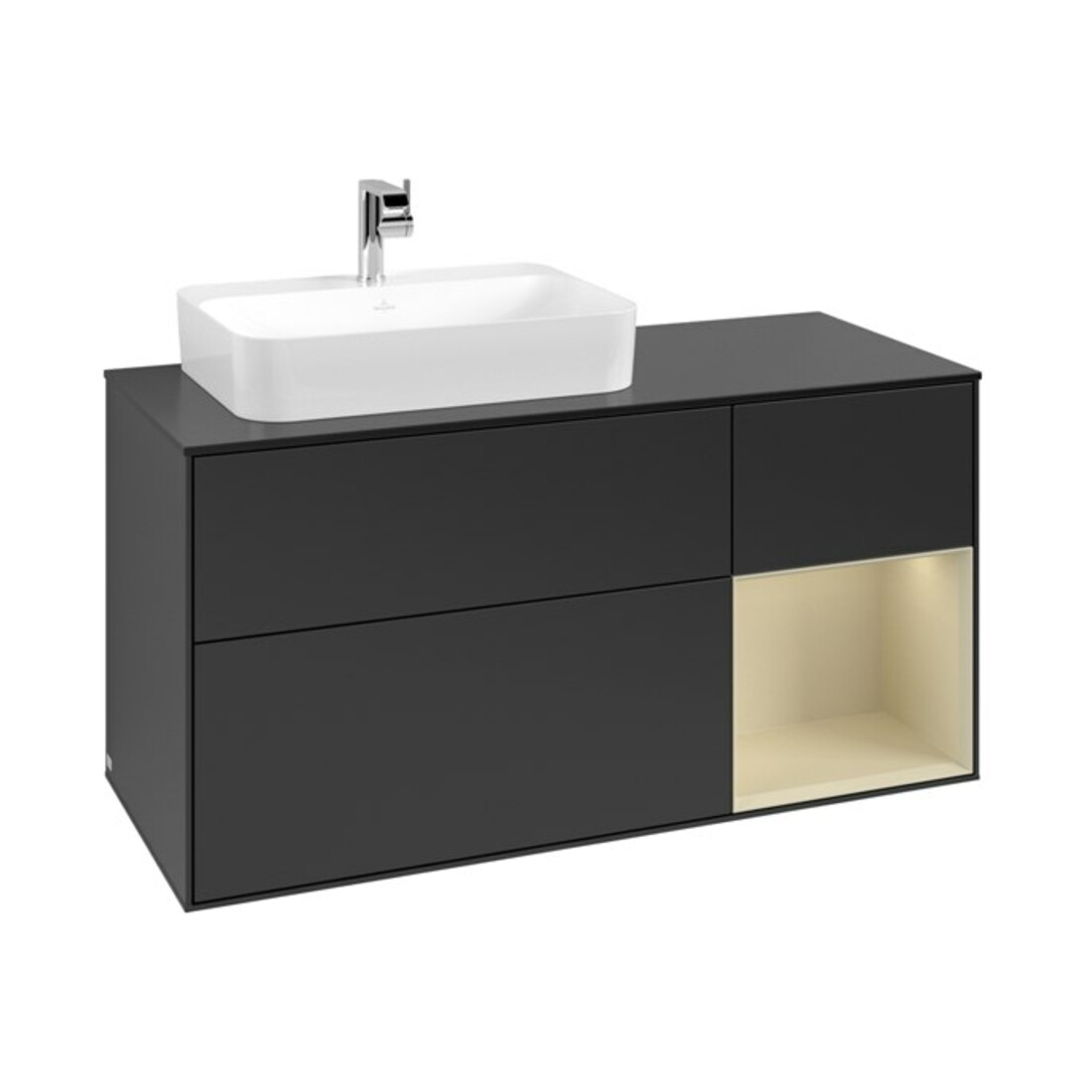 V&B Waschtischunterschrank Finion 120cm, Pl b m, Rg r si G m La, bla m Lac