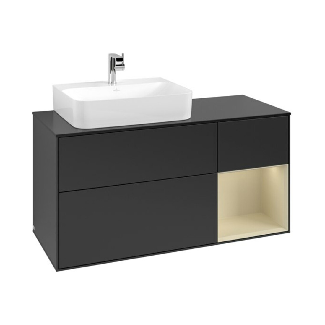 V&B Waschtischunterschrank Finion 120cm, Pl b m, Rg r si G m La, bla m Lac