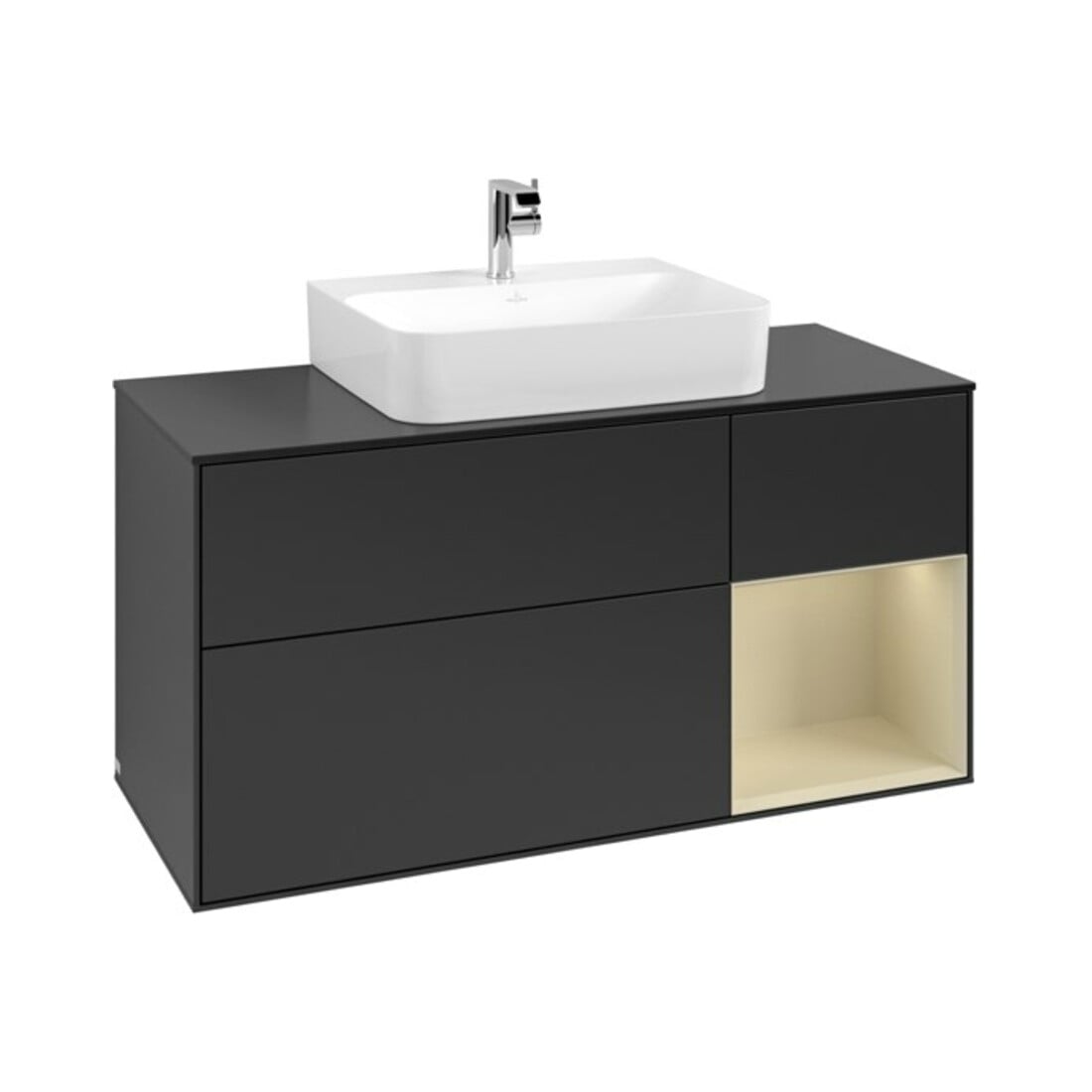 V&B Waschtischunterschrank Finion 120cm, Pl b m, Rg r si G m La, bla m Lac