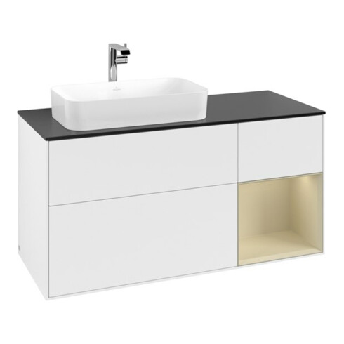 V&B Waschtischunterschrank Finion 120cm, Pl b m, Rg r si G m La, wh. m Lac