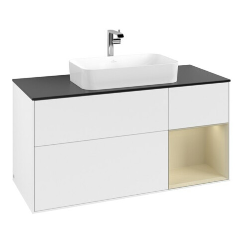 V&B Waschtischunterschrank Finion 120cm, Pl b m, Rg r si G m La, wh. m Lac