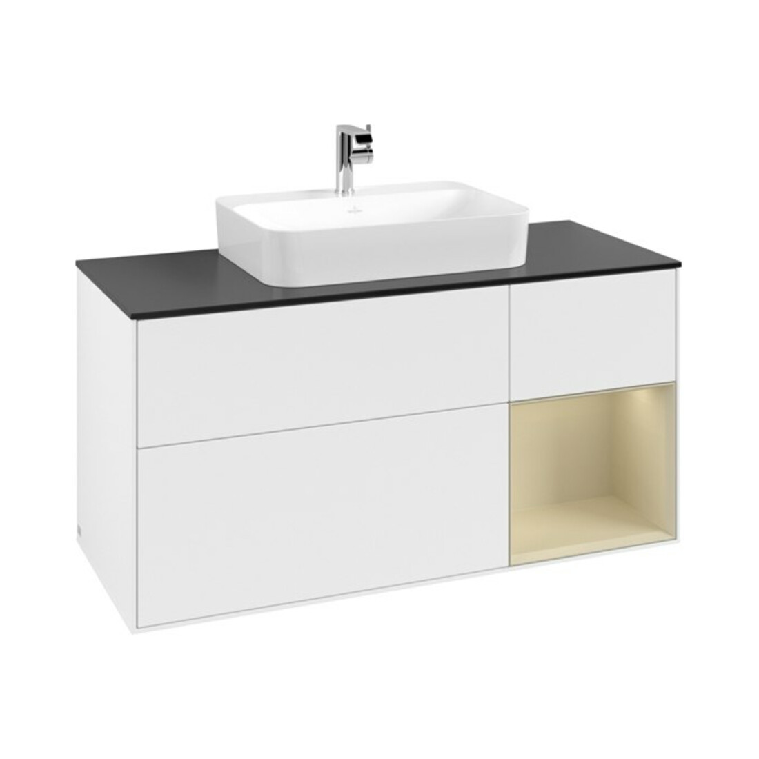 V&B Waschtischunterschrank Finion 120cm, Pl b m, Rg r si G m La, wh. m Lac