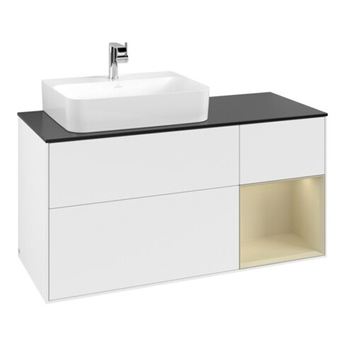 V&B Waschtischunterschrank Finion 120cm, Pl b m, Rg r si G m La, wh. m Lac