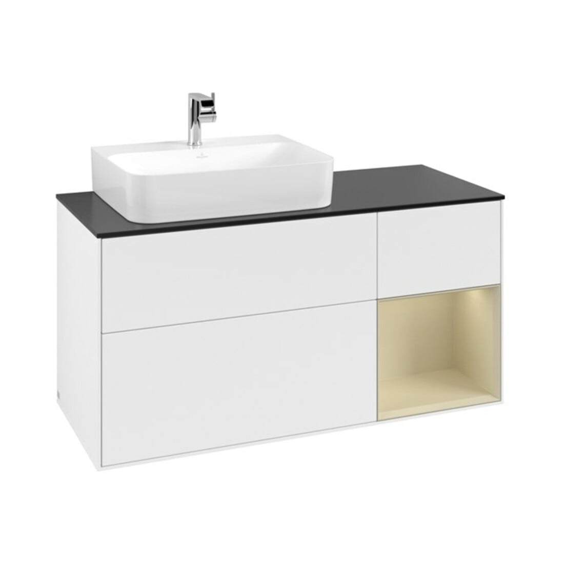 V&B Waschtischunterschrank Finion 120cm, Pl b m, Rg r si G m La, wh. m Lac