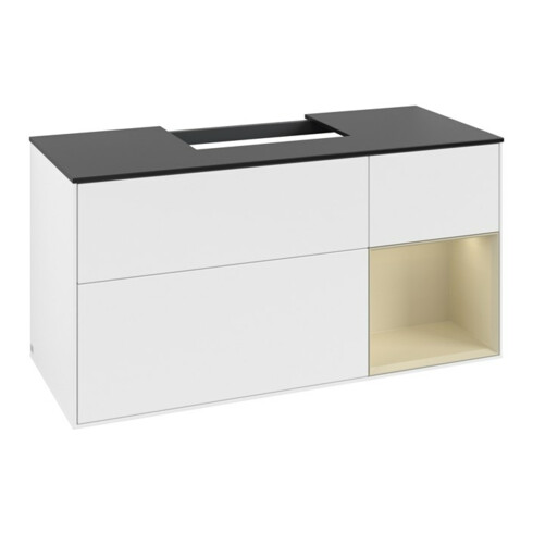 V&B Waschtischunterschrank Finion 120cm, Pl b m, Rg r si G m La, wh. m Lac